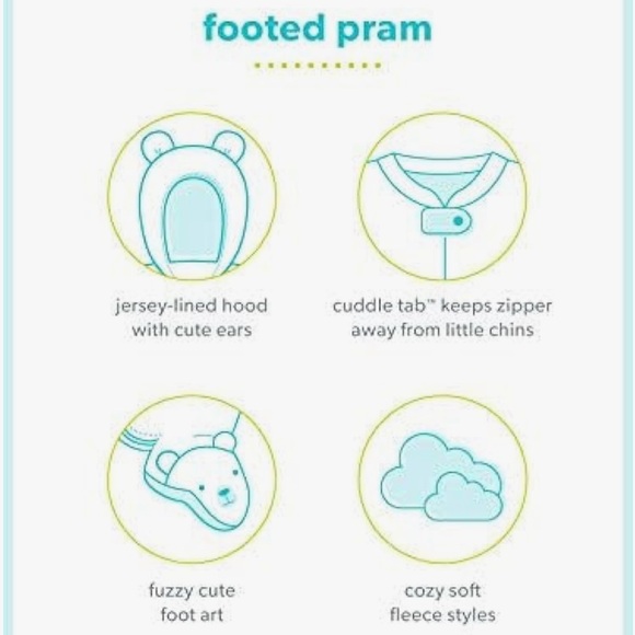 NWOT Carters Bear Hugs Footed Jumpsuit Pram (White) - Picture 3 of 9